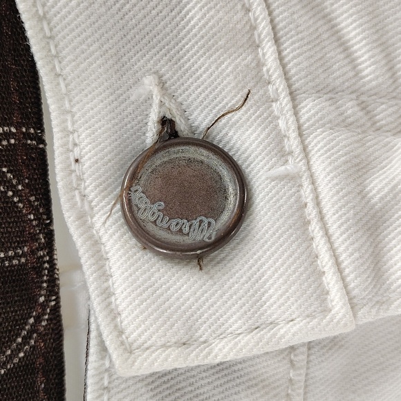 Wrangler Q-baby Altered Crop Denim Jeans Size 7 8 White No Gap Waist - Picture 5 of 10